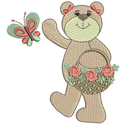 Matriz de matriz Matriz De Bordado Ursa Com Cesta De Flores
